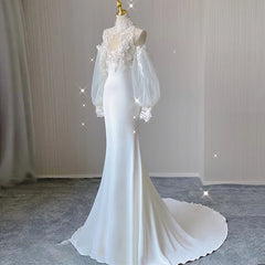 pop culture dress to impress Retro Lace Light Wedding Dress 2024 New French Satin Fishtail Dress Elegant Bride Welcome Light Wedding Dress