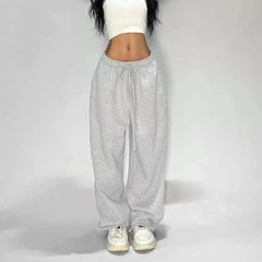 outfit inspo Y2g American Retro Gray Wide Leg Sweatpants Women's Hip Hop Jazz Dance Sports Pants Loose Casual Pants