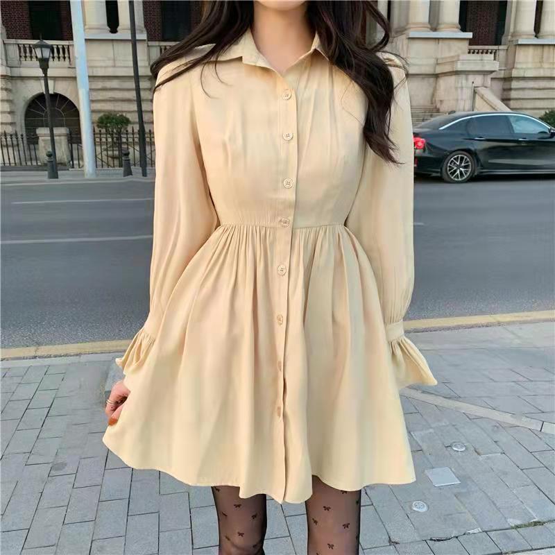 mcbling dress to impress Gentle Style Long-Sleeved Shirt Dress Suit Women's Autumn Western Style Stacked Vest Waist-Tight Short Skirt