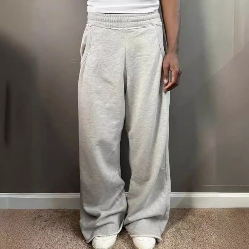 outfit inspo Gray Casual Pants Sweatpants Street Style Baggy Sweatpants Trousers Autumn and Winter New