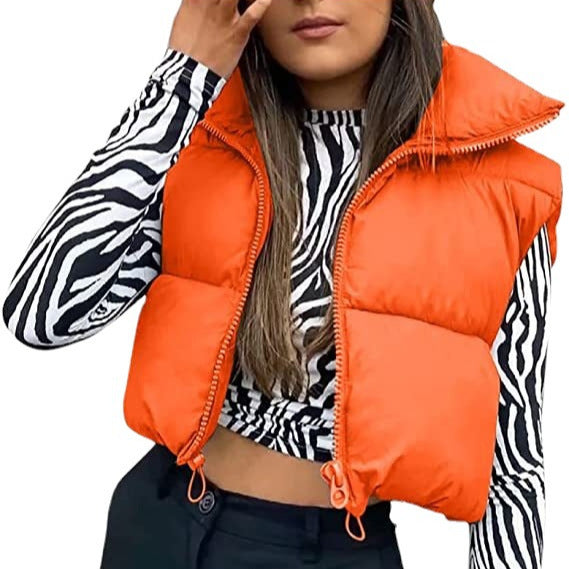 datenight fall outfits Women's Spring Cotton-Padded Vest Zipper Stand Collar Vest 11 Colors