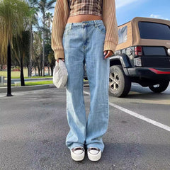 dress to impress outfits 2024 Women's Loose Straight Simple Wide Leg Fashion Women's Jeans