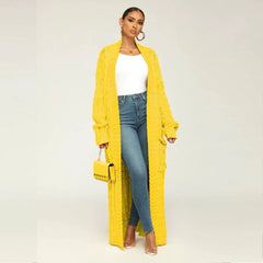 clothes Fashion Lazy Style Women's Clothing Autumn and Winter Solid Color Long Twist Sweater Cardigan Coat