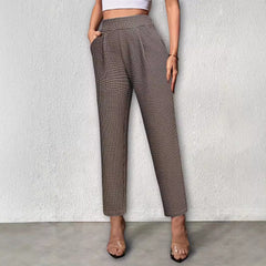 90s fashion Women's Pants 2024 New Elegant Waist Head Metal Decorative Buckle Oblique Pocket Suit Pants Commuter Solid Color Fashion Trousers