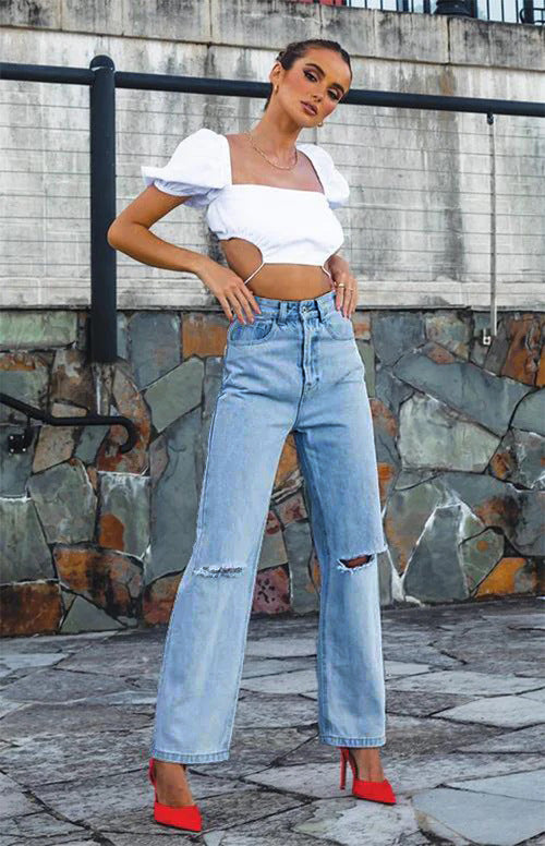 summer outfits inspo Y2g Women's Ripped Straight Jeans