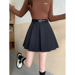 black skirt outfit fall 2024 Autumn and Winter plus Size Women's High Waist Pleated Skirt Short Skirt Temperament Meat Covering Skirt