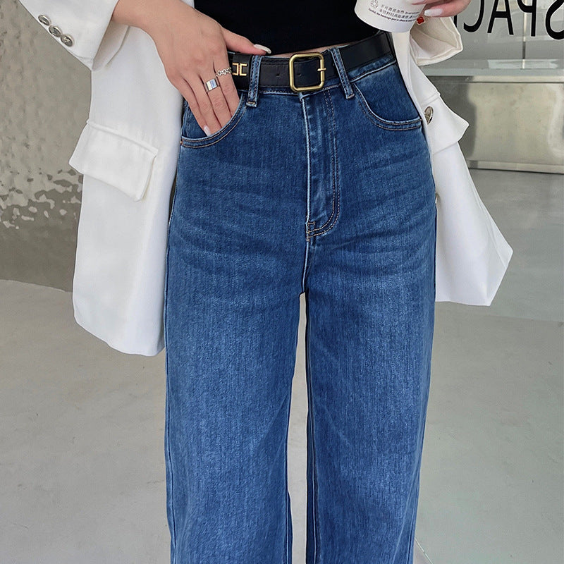 fashion outfits Women's Straight Jeans for Spring and Autumn 2024 New Draping High Waist Loose Slimming Wide Leg Mop Narrow Trousers