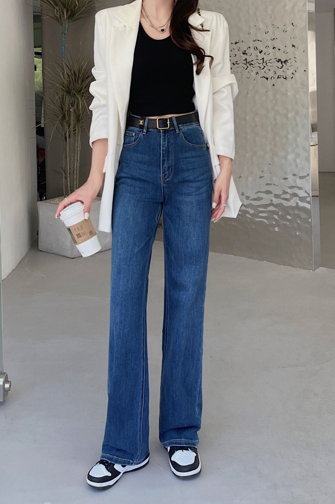 fashion outfits Women's Straight Jeans for Spring and Autumn 2024 New Draping High Waist Loose Slimming Wide Leg Mop Narrow Trousers