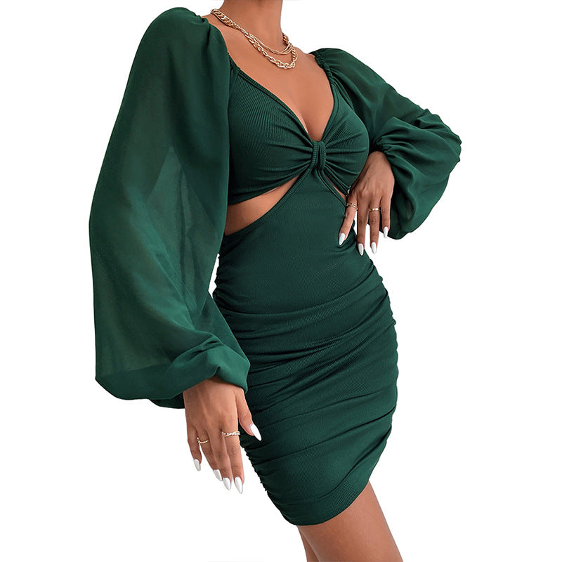 jester dress to impress Fashion Sexy Women's Elegant V-neck Hip Skirt New Gauze Long Sleeve Dress