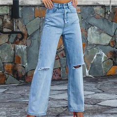 summer outfits inspo Y2g Women's Ripped Straight Jeans