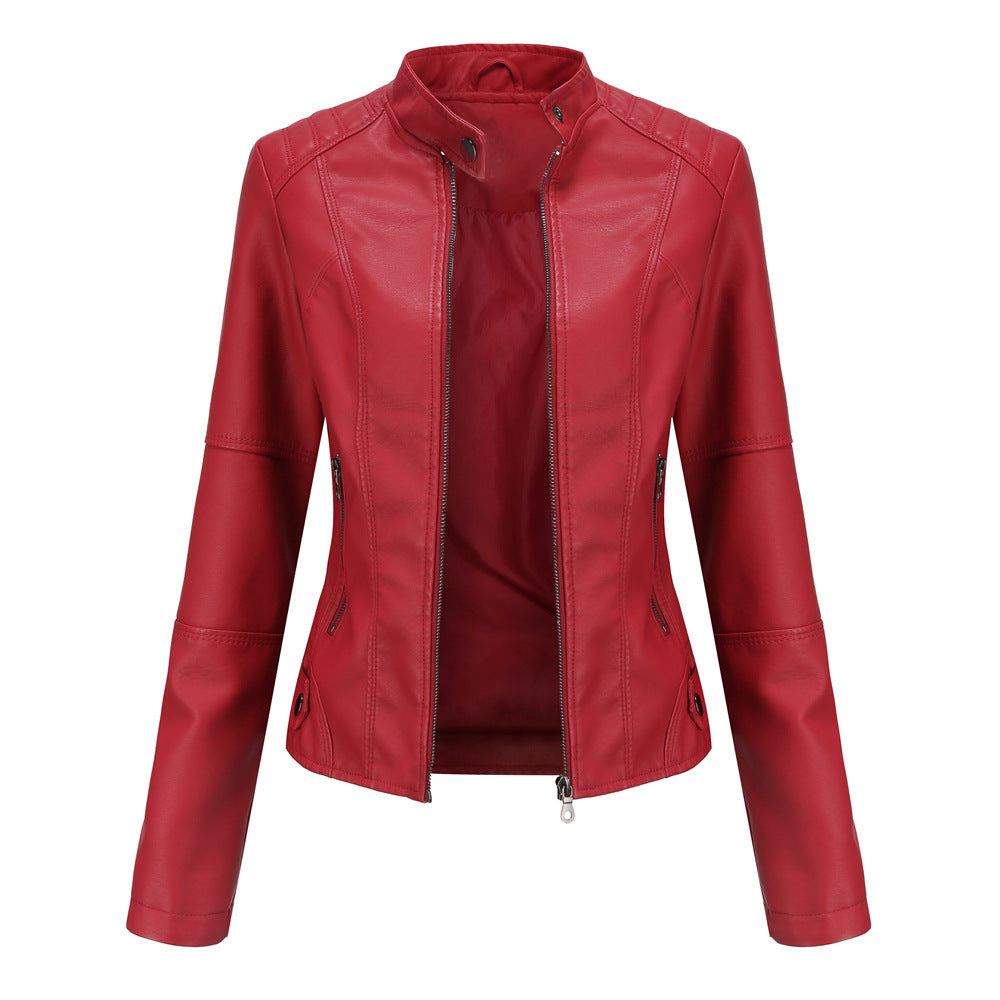 tailgate outfit black women European Size Spring and Autumn Women's Leather Jacket Women's Short Jacket Slim Thin Leather Jacket Women's Motorcycle Clothing