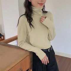 business casual outfits for women Warm Skin Clothing Double-Sided Brushed Australian Velvet Double Warm Long-Sleeved T-shirt Women's High Elastic Autumn and Winter Inner Fashion