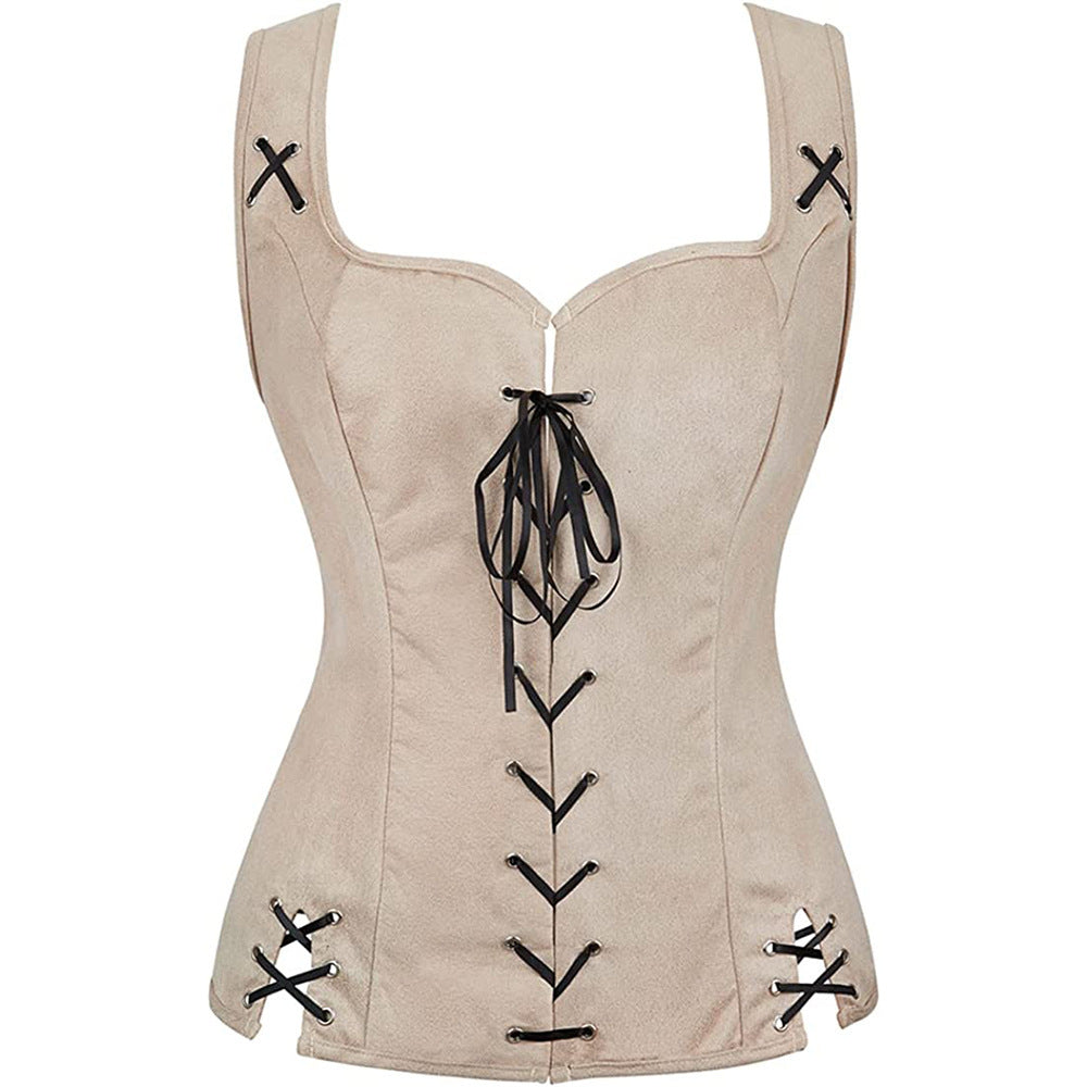 mcbling dress to impress Performance Clothing Renaissance Steampunk Pirate Vest Medieval Suede Lace-up Vest