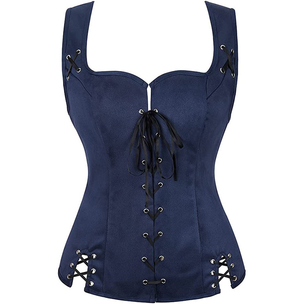 mcbling dress to impress Performance Clothing Renaissance Steampunk Pirate Vest Medieval Suede Lace-up Vest