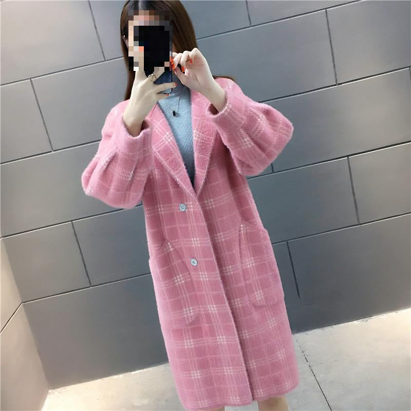 dream clothes Elegant Double-Sided Velvet Mid-Length Plaid Coat Loose Suit Collar Coat Spring Women's Clothing