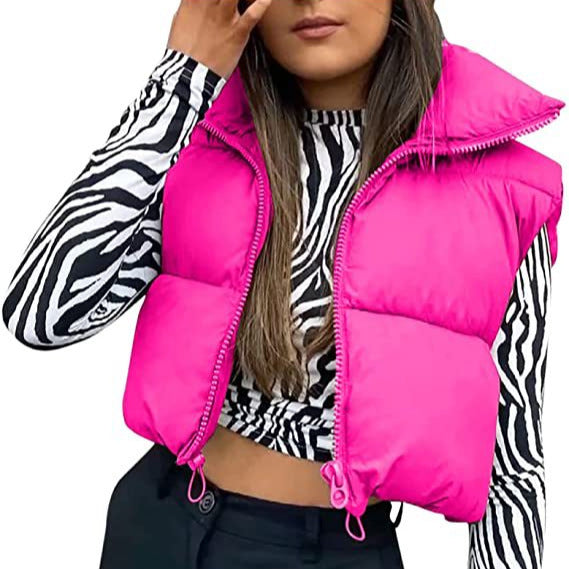 datenight fall outfits Women's Spring Cotton-Padded Vest Zipper Stand Collar Vest 11 Colors