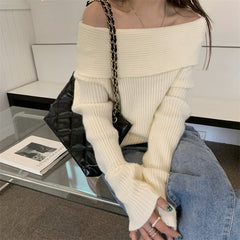 fall outfits 2024 off-Shoulder off-Shoulder Sweater Women's Clothing Autumn and Winter 2024 New High-Grade Wear Sweater Women's Bottoming Underwear