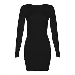 trendy homecoming dresses INS Style Autumn and Winter New Women's Clothing Fashion Long Sleeve Sexy Backless Slim Solid Color Sheath Dress