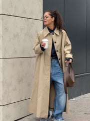 birkenstock clogs outfit fall 2024 Spring and Autumn New Khaki Trench Coat Women's Mid-Length over-the-Knee Single-Breasted British Style Elegant Ins Coat