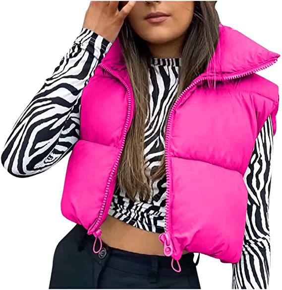 datenight fall outfits Women's Spring Cotton-Padded Vest Zipper Stand Collar Vest 11 Colors