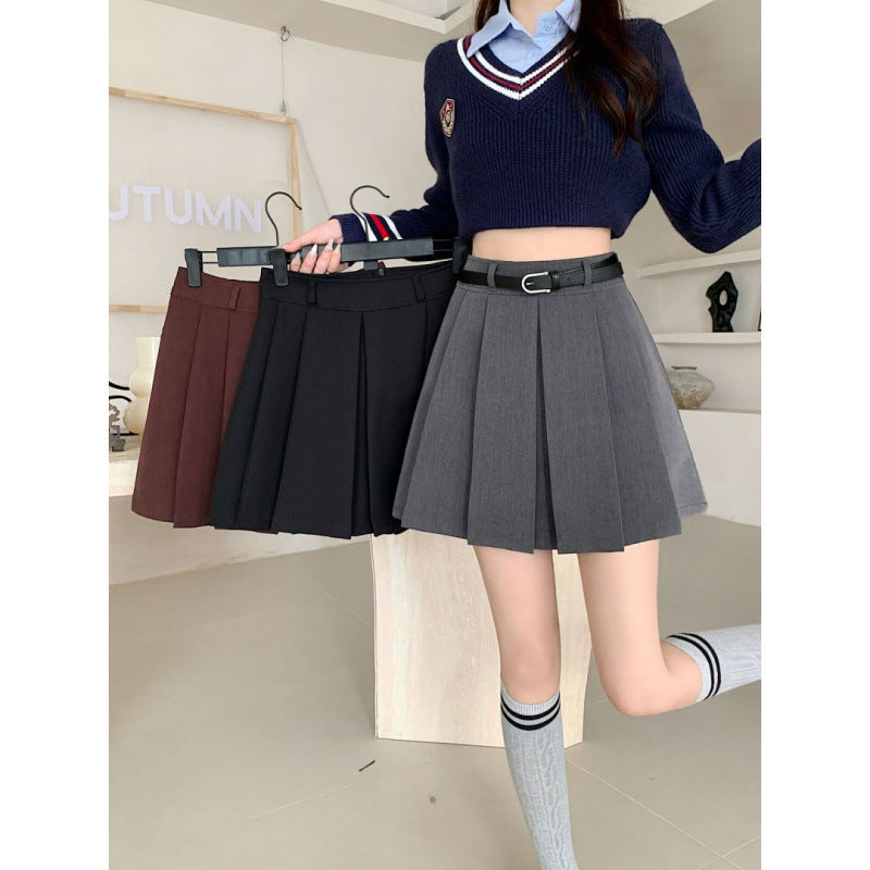 black skirt outfit fall 2024 Autumn and Winter plus Size Women's High Waist Pleated Skirt Short Skirt Temperament Meat Covering Skirt