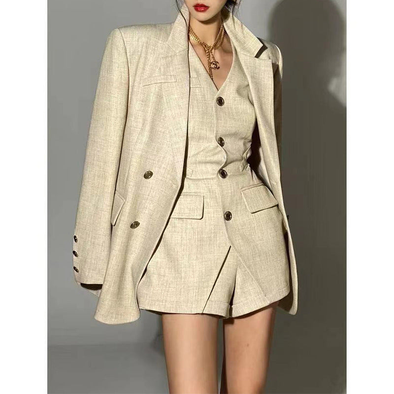 picture day outfit Chanel Style Suit Suit Pants Autumn New Style High Sense Royal Sister Style Elegant Socialite Vest Three-Piece Suit for Women