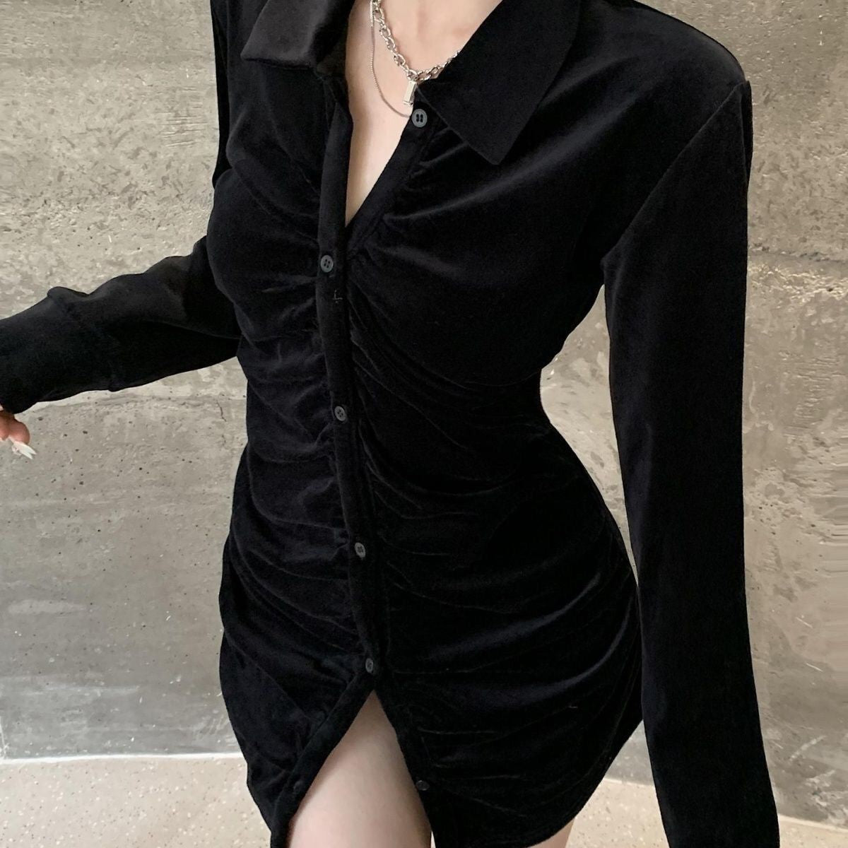 y2k outfits Black Gold Velvet Shirt for Women Autumn and Winter 2024 Fashionable Fashionable French Long Sleeve Slim Top