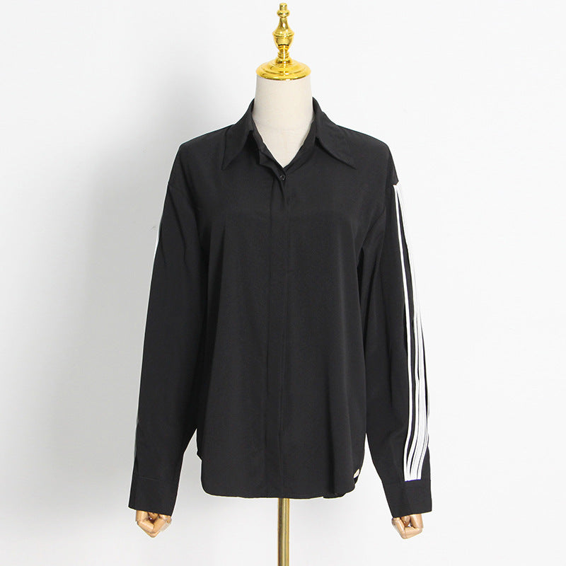 2000s fashion 2024 Spring New Korean Style Puff Sleeve Pleated Single-Breasted Loose Commuter Style Women's Elegant Shirt