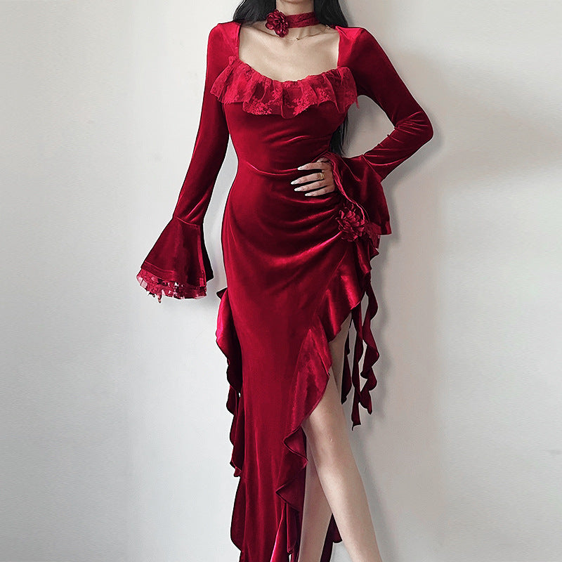 dress to impress codes Sweet Early Autumn Hot Girl Sexy Senior Irregular Dress Birthday Evening Dress 