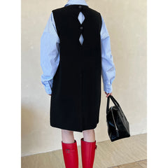 datenight fall outfits Luxi High-Grade Suit Vest Skirt Women's Sleeveless Hollow Straight Midi Dress Loose Vest Skirt 