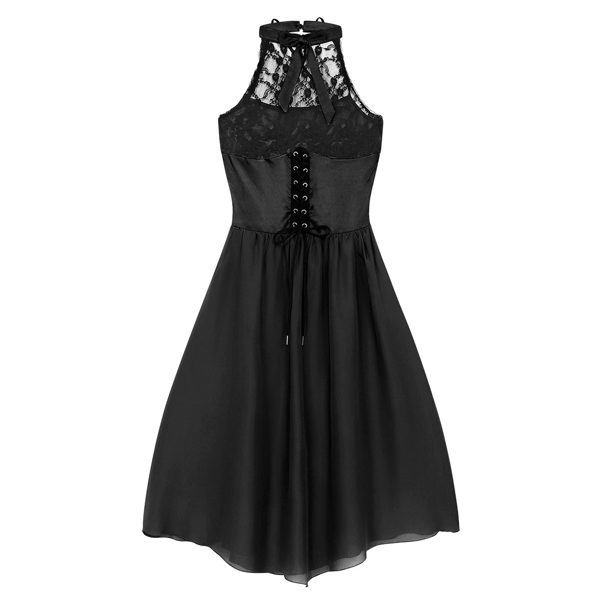 group halloween costumes Women's Solid Color Sexy Lace Princess Dress Lolita Skirt Female Chiffon Sleeveless Waist Dress