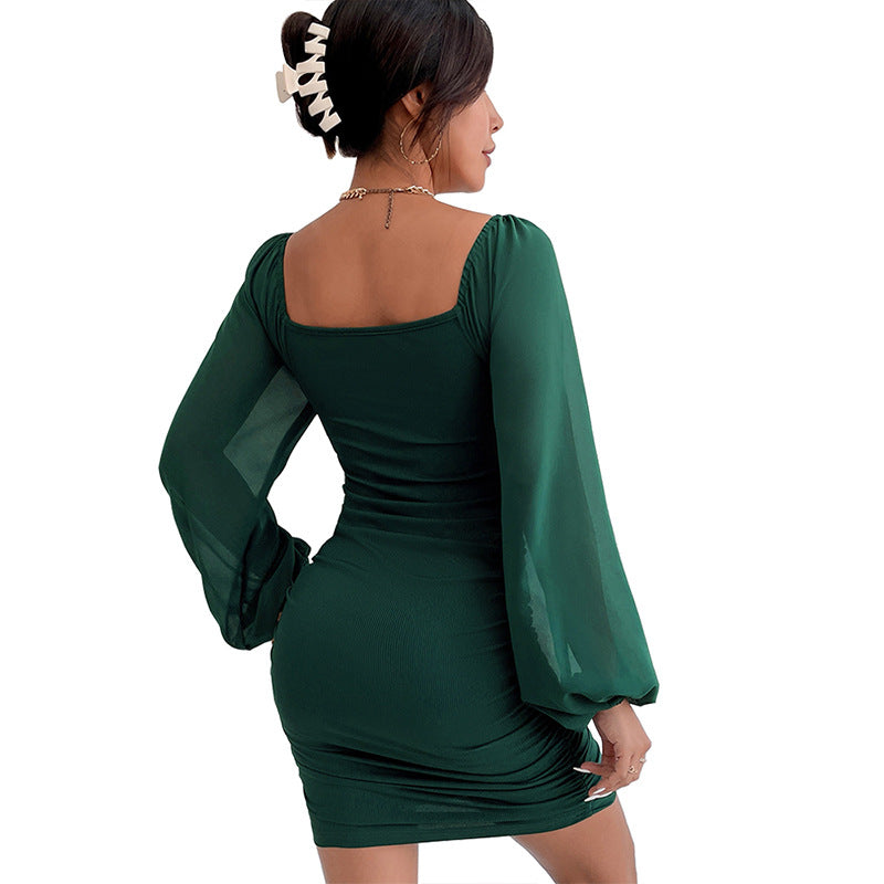 jester dress to impress Fashion Sexy Women's Elegant V-neck Hip Skirt New Gauze Long Sleeve Dress