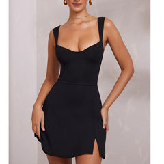 90s fashion Spring and Summer New Women's Sexy Sling Solid Color Yoga Lightweight Breathable Nightclub Backless Dress