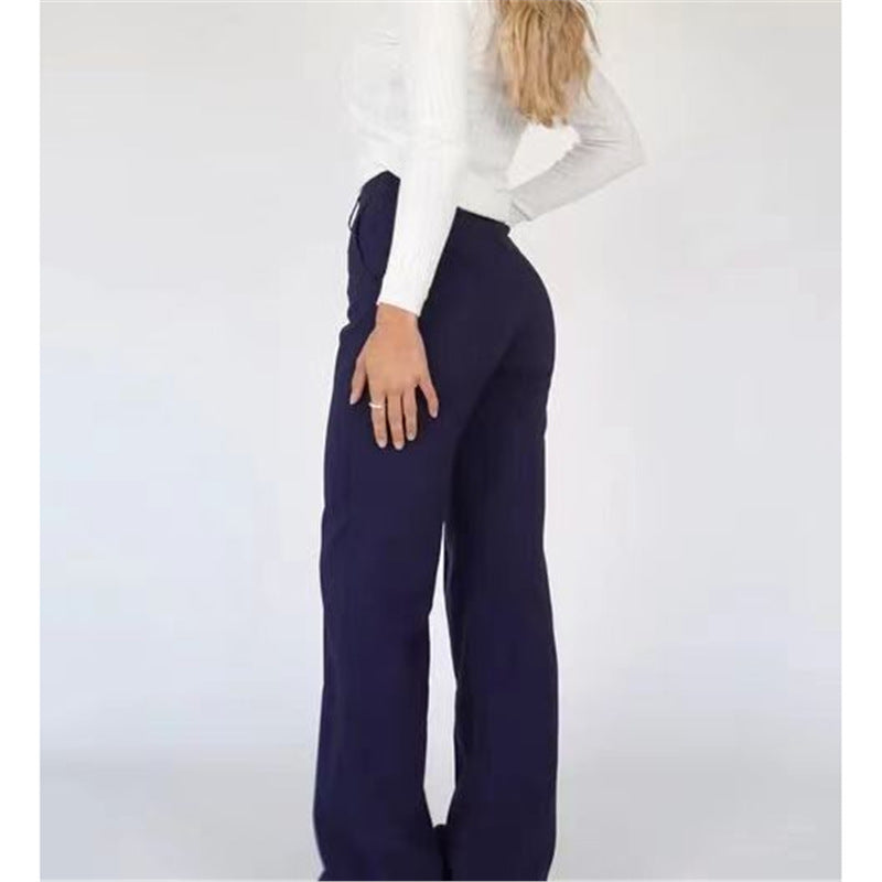 barn jacket outfits Spring 2024 New Pure Color Simple Fashion Straight Wide Leg Pants Slim Fit