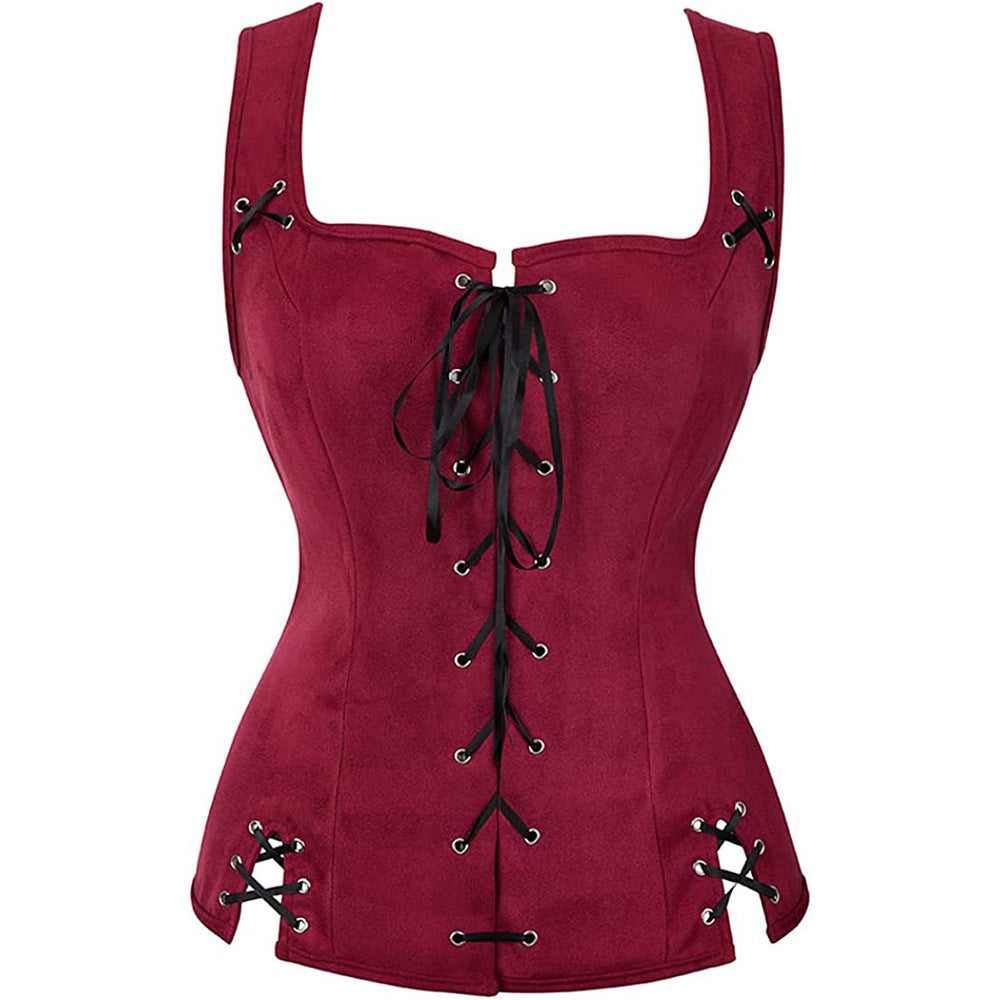 mcbling dress to impress Performance Clothing Renaissance Steampunk Pirate Vest Medieval Suede Lace-up Vest