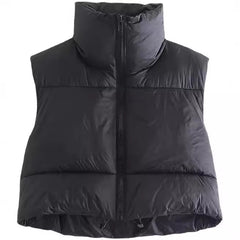 datenight fall outfits Women's Spring Cotton-Padded Vest Zipper Stand Collar Vest 11 Colors