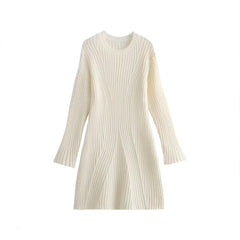 fall outfits 2024 Spring and Autumn New Women's Clothing Elegant Solid Color Light Mature round Neck Knitted Long Sleeve Dress