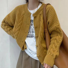 datenight fall outfits Simple Artistic Thickened Twist Cardigan Early Autumn Korean Style Soft Milk Style Loose Sweater Coat Fashionable Knitted