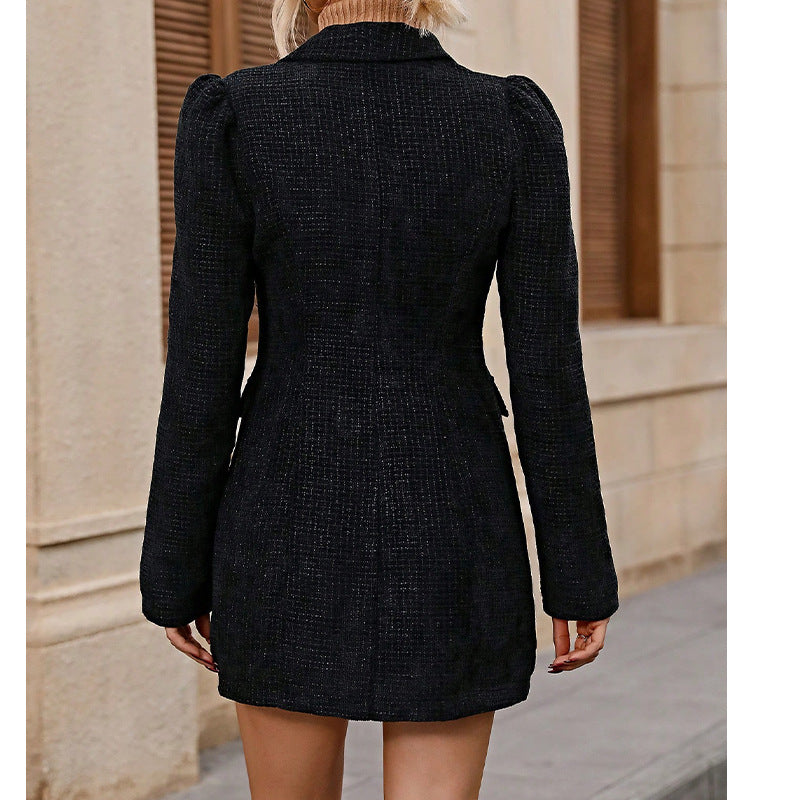 2000s fashion Autumn and Winter New Pure Color Elegant Commuter Suit Collar Coat Waist Skirt Suit