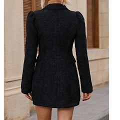 2000s fashion Autumn and Winter New Pure Color Elegant Commuter Suit Collar Coat Waist Skirt Suit