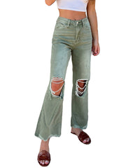 fall trends 2024 outfits High Quality Women's Ripped Jeans Women's Straight Loose Jeans