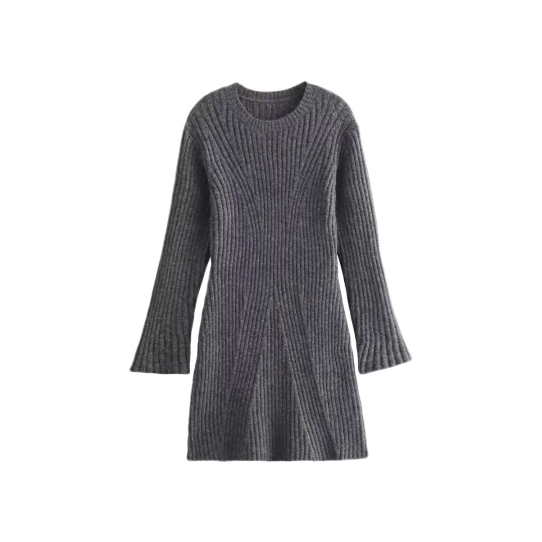 fall outfits 2024 Spring and Autumn New Women's Clothing Elegant Solid Color Light Mature round Neck Knitted Long Sleeve Dress