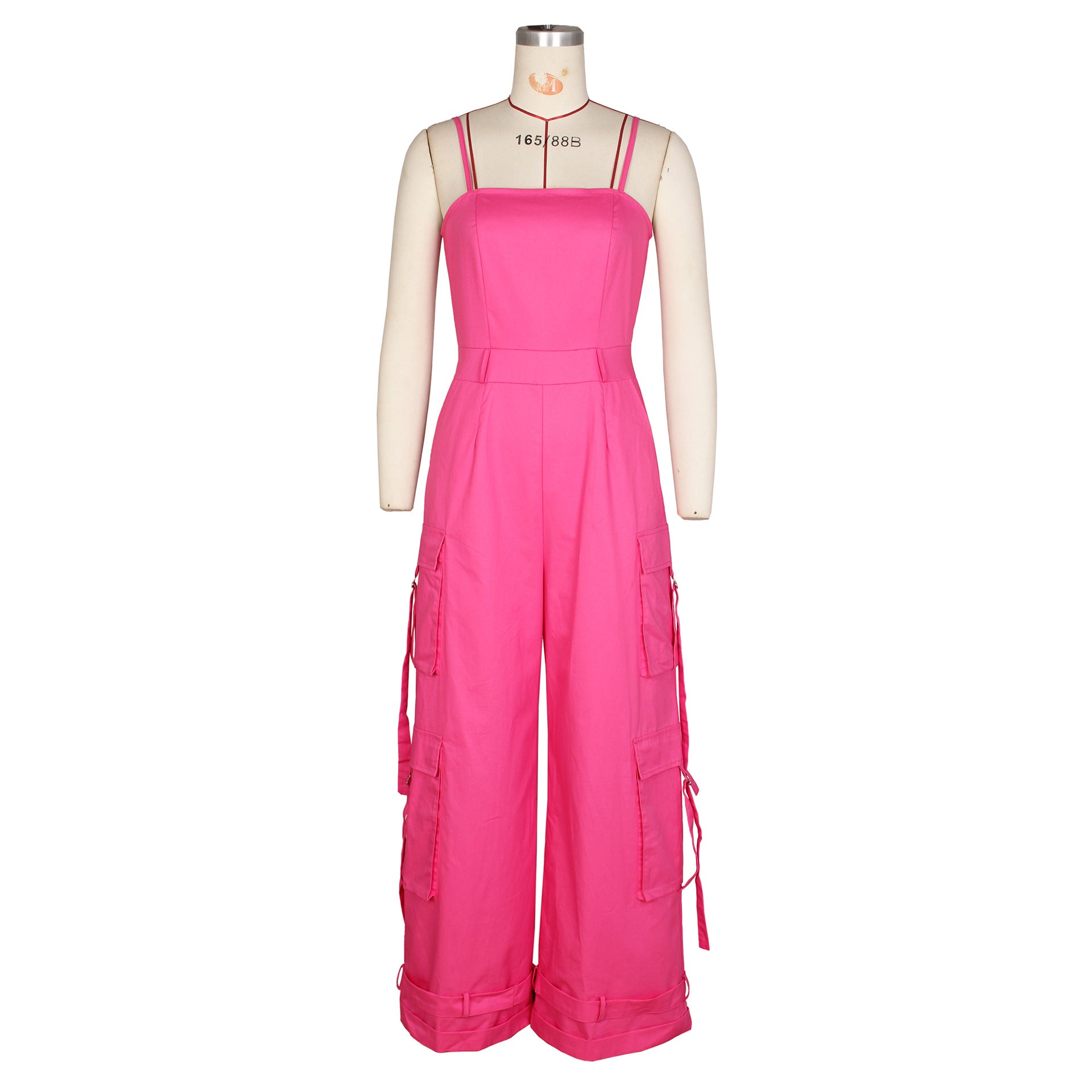 2000s fashion 2024 New Women's Sexy Tube Top Multi-Pocket Overalls Jumpsuit Wide Leg Jumpsuit