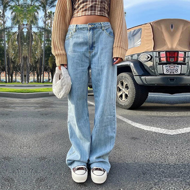 dress to impress outfits 2024 Women's Loose Straight Simple Wide Leg Fashion Women's Jeans