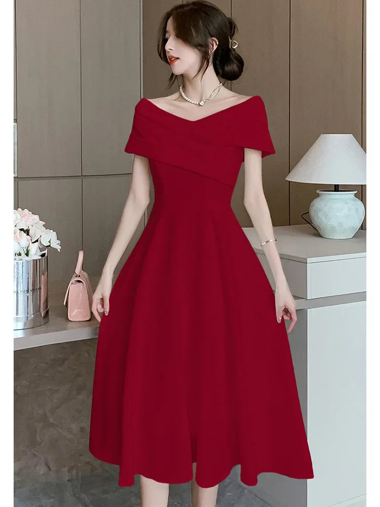 Koisoon White Dresses for Women Classy Summer Short Sleeve V-Neck Blackless Sexy Long Dress 2024 Red Bodycon Luxury Party Evening Dress