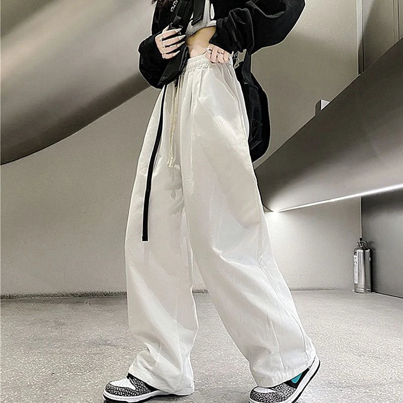 Koisoon High Waist Women Cargo Pants Summer Oversize 4Xl Casual Solid Wide Leg Pants Y2K Female All Match Bf Loose Trousers