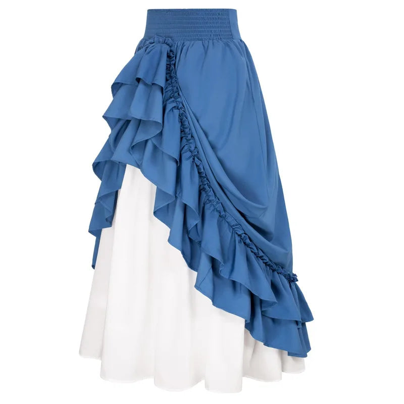 Koisoon Women Renaissance Skirt Vintage Medieval Ruffles Costume