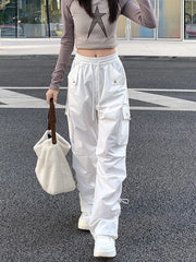 Koisoon Punk Women Y2K Cargo Pants Vintage Loose Streetwear Trousers Casual High Waist Korean Harajuku Retro Female Wide Leg Pant