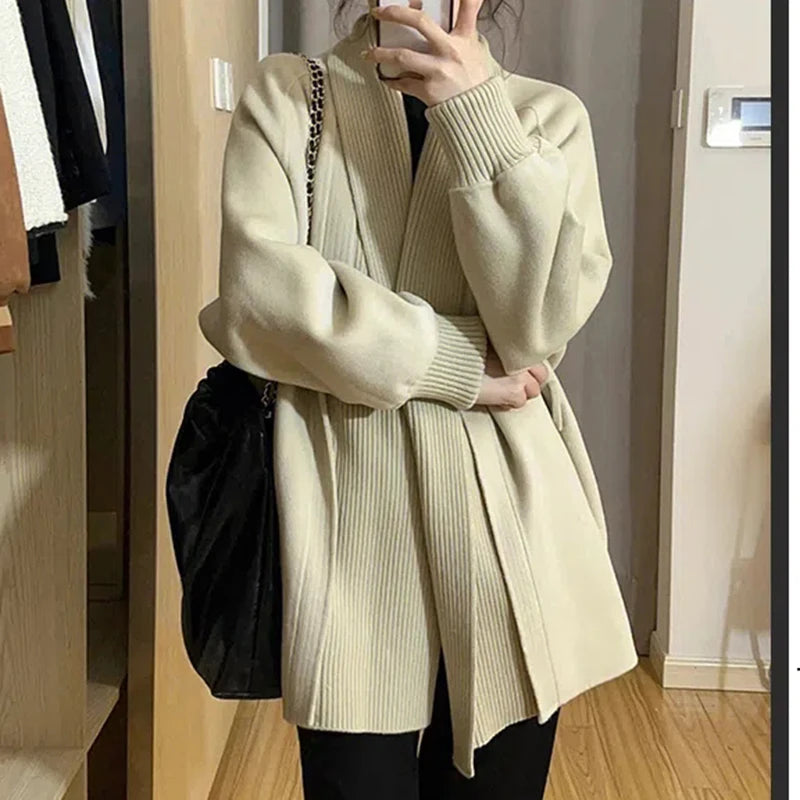 Koisoon Winter Women Cardigan Sweater Korean Casual All Match Loose Midi Knitted Coats Female Fashion Elegant Warm Jacket New