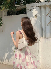 Koisoon Summer Floral Chiffon France Vintage Fairy Dress Print Korean Style Strap Dress Women Backless Sexy Elegant Party Midi Dresses